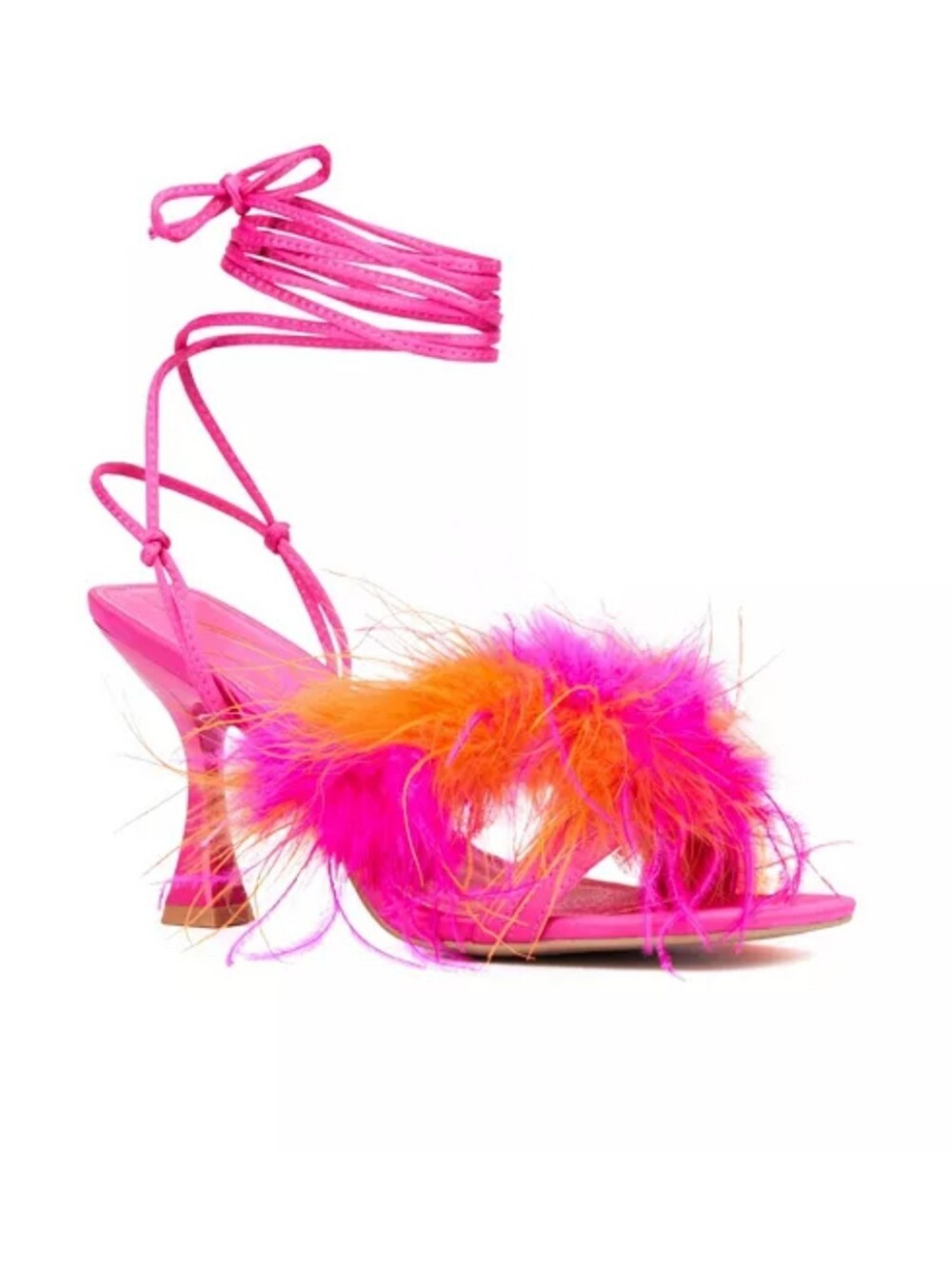 New York & Company Women's Georgia Lace-up Heel Sandals In Hot Pink & Orange 11 - Picture 2 of 11
